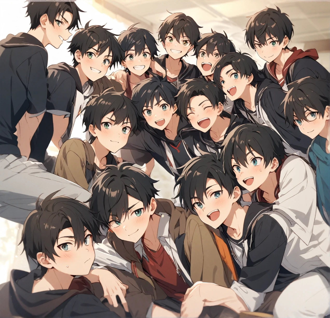 Seven male teenagers