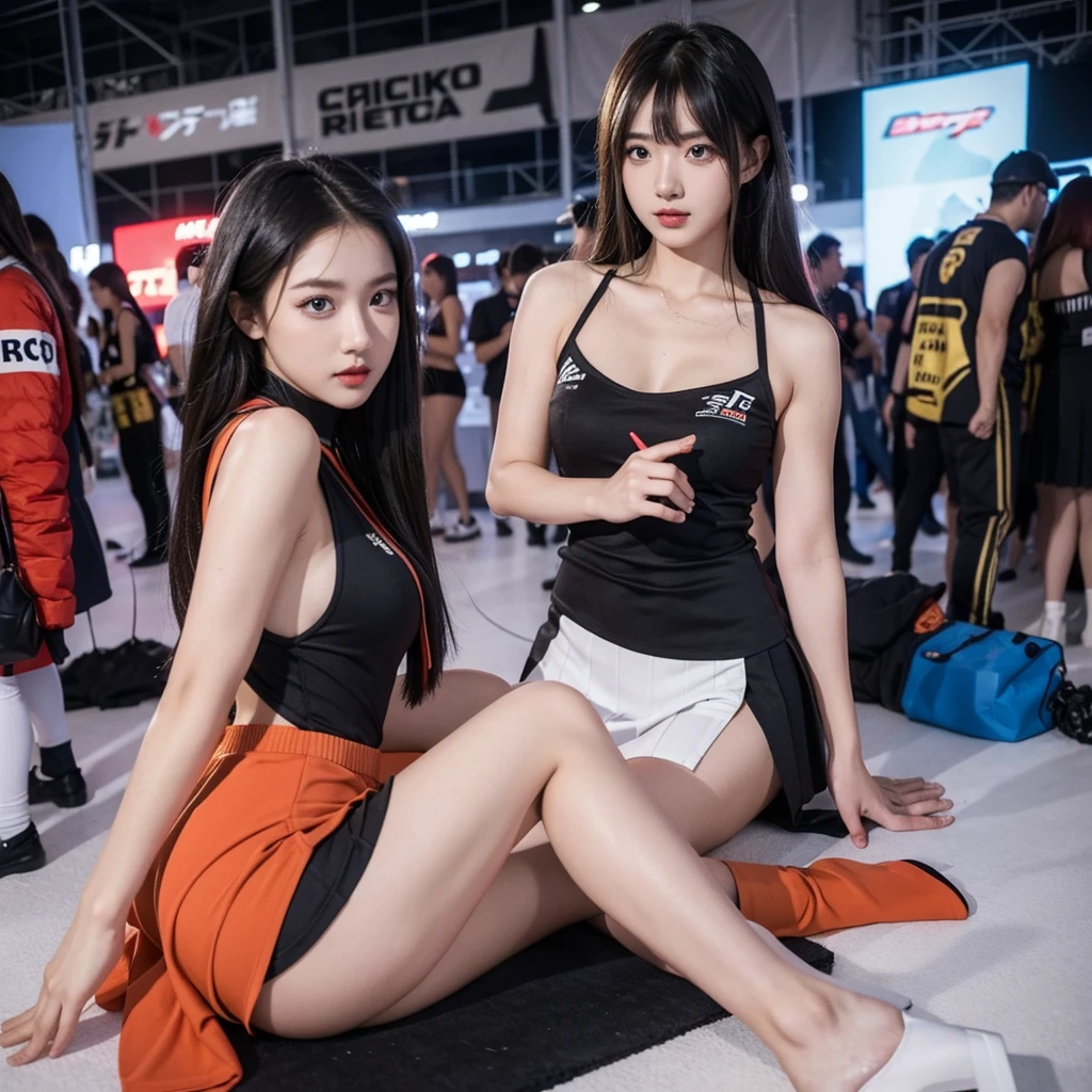 Cool woman、Colorful costumes、F1 Driver Cosplay、Colorful costumes、Clothing with company logo、Grid Girlsのカラフルで派手な衣装、Grid Girls、Perfect Face、Paddock Girls、Harem、motor Show、tights、Bodycon Costumes、Grid Girls、Russia、Grid Girlsのコスプレ、belly button、Pleated skirt、Bodycon Costumes、Photographed in a sexy pose