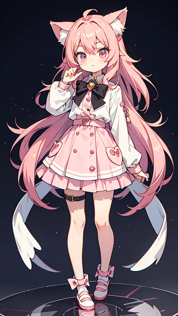 bishoujo anime style,3D,figure,hyper cute shota,Angel,cat ears,pink long hair,