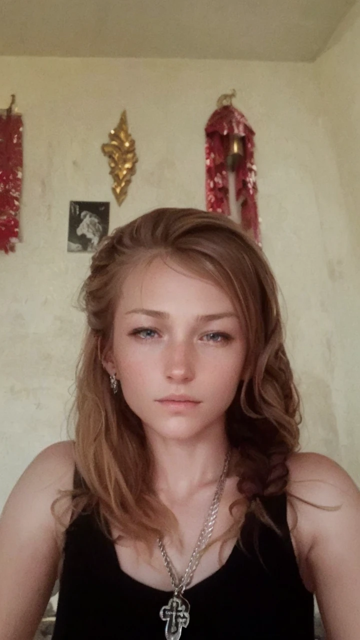 Ultra realistic girl 8 years old, body , long blonde hair frinje braided , knight armour medieval , seios planos , pantie , garterbelt meias longas , menacing face , sexy , dungeon .