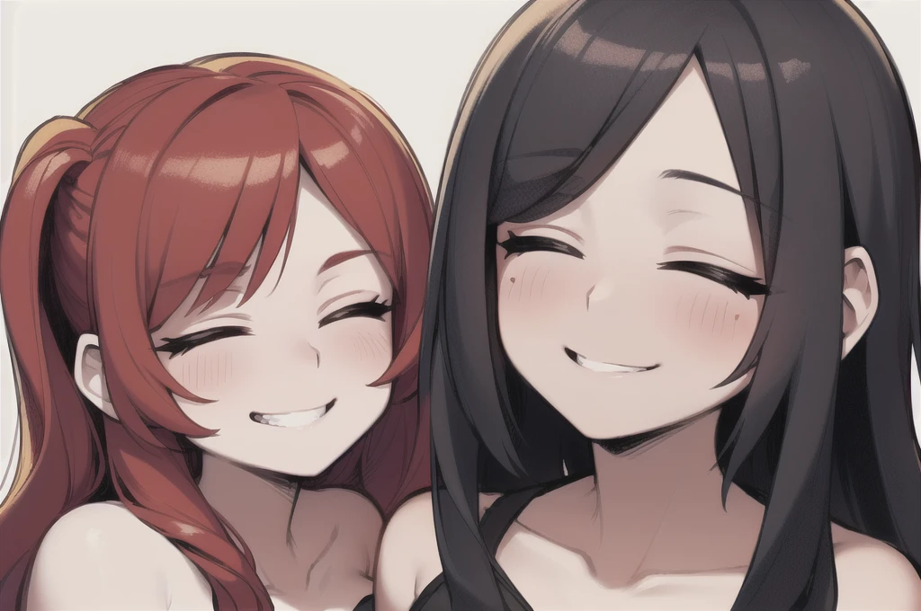 three sexy women who are wives of 4 boy, looking at camera, seductive smiles, portrait, various hair, closed eyes, opened mouths