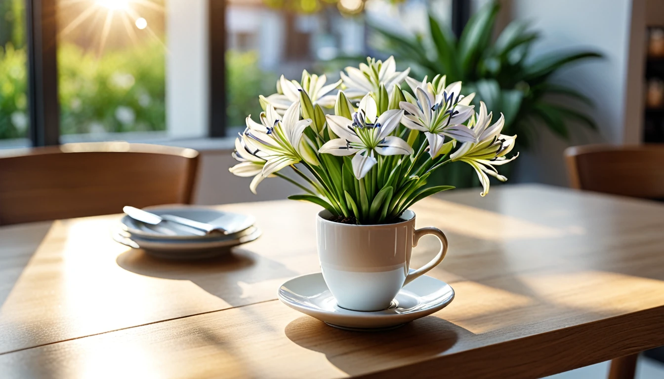 Best still life composition(best quality,4K,8K,High resolution,masterpiece:1.2),Super detailed,(Practical,photoPractical,photo-Practical:1.37),latté(clear focus、obvious)There is slight smoke in the white ceramic cup.Artist coffee impression.White sweater with clear texture,Wrinkles arranged randomly...Sophisticated and elegant.A bouquet of bright pale agapanthus laid flat from above(Lying flat on the table.From top to left.Make space on your desk)..Modern style cafe bokeh background.Super detailed.(Super quality,Super detailed,Ultra-complex,Extremely complex)Soft and natural light and shadow.Reverse fragrance.no humans.Ultra wide angle, (Detailed texture),Background covered with film grain, natural soft light,(Morning Scene.warm sunshine in the morning)Ray tracing, Vignette, Wide-angle lens, Ultra wide angle, best qualitycinematic lighting, Depth of Field, outer boundary, Negative space, Letterbox header image