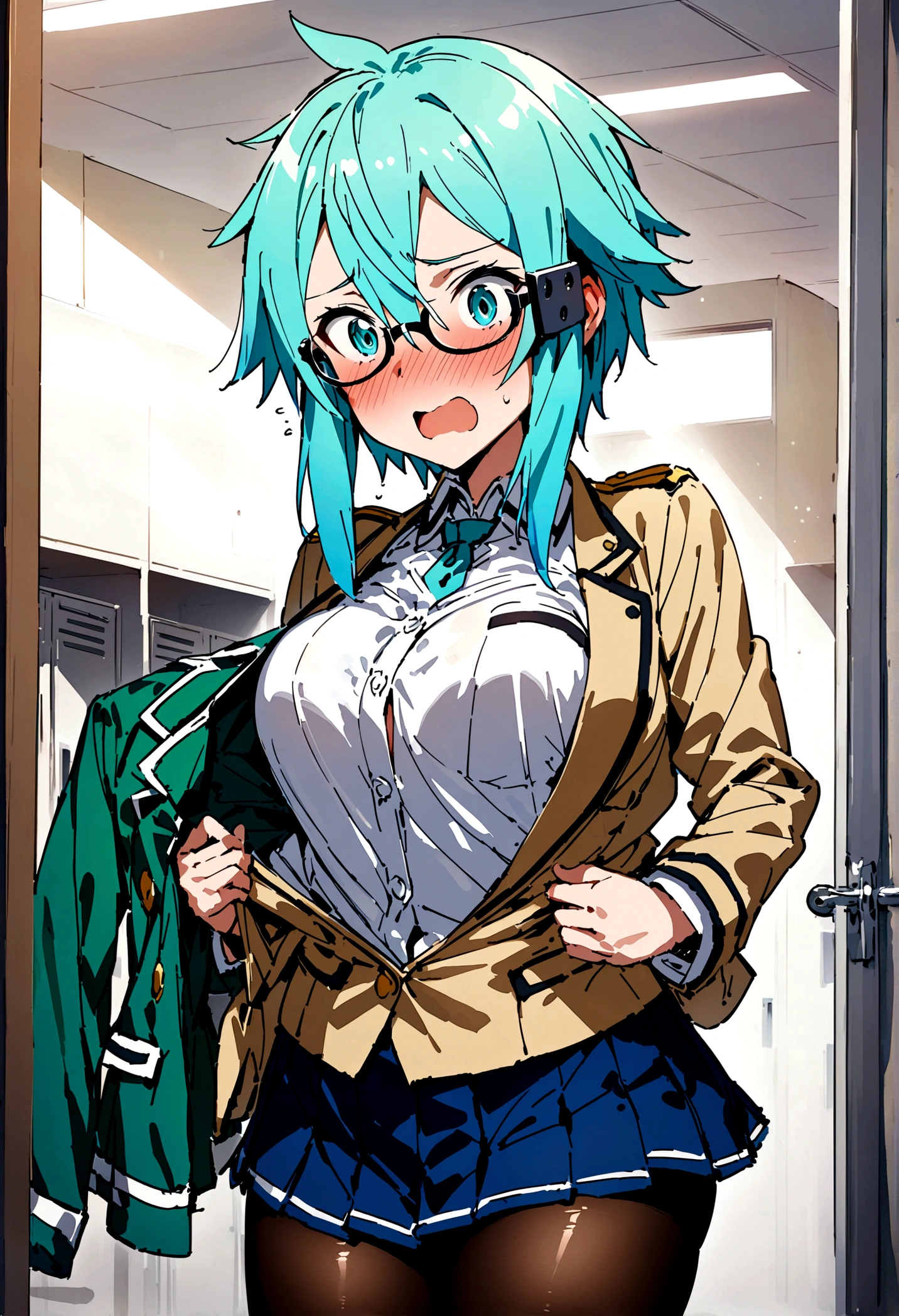 NSFW,masterpiece,Highest quality,High resolution,Super detailed,Sinon\(Sword Art Online\),Glasses,shirt,Pleated mini skirt,pantyhose,underwear,Embarrassed,Estrus,Lust,(Ahegao),blush,(tears),School,classroom,Half-naked,Open clothes,(male teacher),(Having sex),Insert,Creampie,(Squirting)