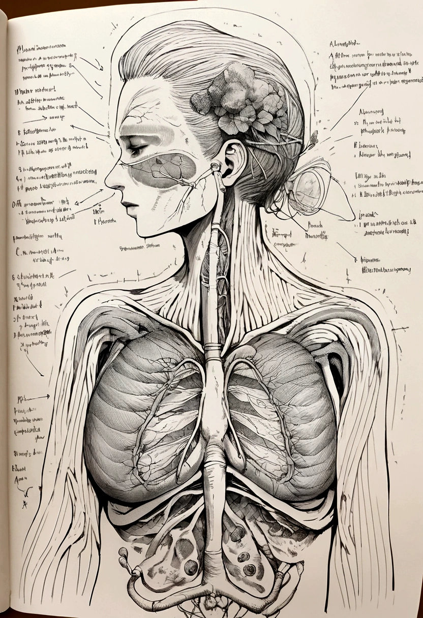 Drawing of the physiology of the respiratory system 