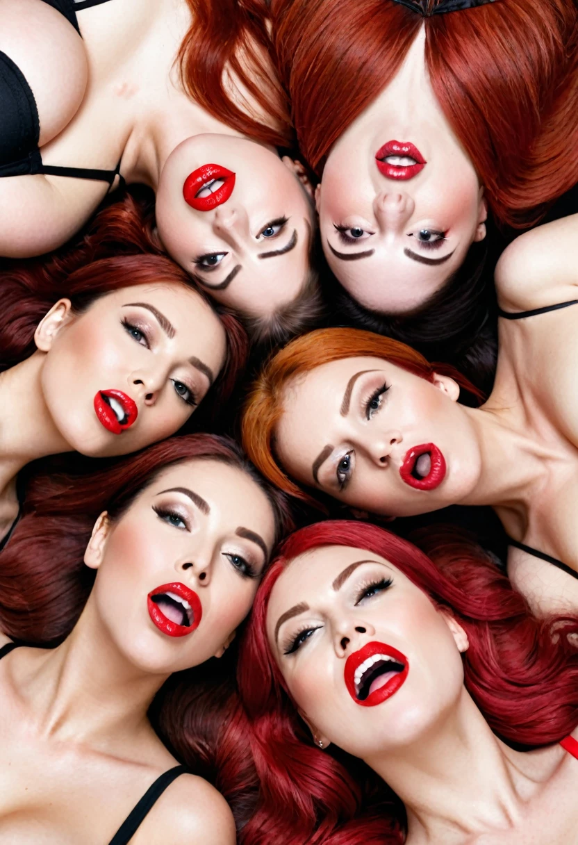 woman group ,foreground,39yo,very thick silicone lips very thick mouth,Open mouth,orgasm,very big tits,Red hair,they kiss each other's mouths,very big mouth,labios Extremely gross,very protruding lips,lips with a lot of filler,ponytail,profile,long oval jaw,big front, very very fat lips pushed outwards,big big busty,perversa way,Open mouth,sticking out noses,naked,very very big puffy silicone lips,lips stick out a lot,grandmother,mature,milf,grandmothers,old people many wrinkles,follando orgasm anal,faces a lot of lust,sucking cock