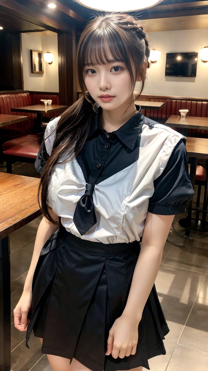 masterpiece、top-quality)、1 beutiful girl、Slim body、((Black and white plain clothes:1.1))、((Wearing black sunglasses )), (Detailed beautiful eyes)、Walk around the store、((Boyish Brown Medium Hair))、((Smaller face))、((Neutral face))、((Face seen from the side))、((Light brown eyes))、((Korean Girl))、((18year old))、((cool lady))、((A shy smile on his face))、((Korean Makeup))、((elongated and sharp eyes))、((Happy dating))、((looking distantly))、((boyish))、((Shot from the same height as your face))、((Shorter than viewer))、((She is running ahead of the viewer))、((Hold your mouth with your hand)), CG rendering, Blurred background, deep shadow, 16K, Very detailed, wallpaper, depth of field, movie light, lens flare, Ray tracing.