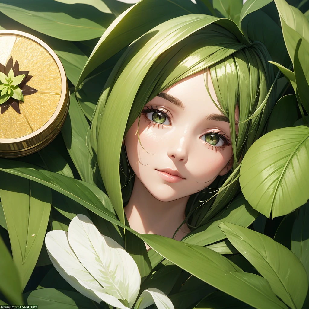 logo a cosmetics company using natural ingredientsm, the image of a plant leaf surrounded by a sparkling halo to appeal to naturalness and healthy shine,((minimalism))
