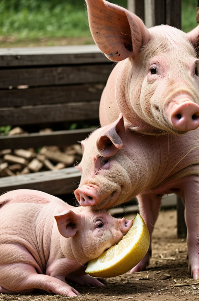 A normal pig eating