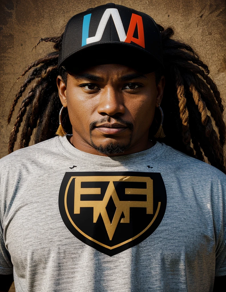 ((vector art, 2D logotype)) logo with the face of a Caribbean aboriginal, football team style, many details, High contrast.