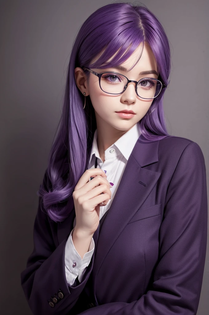  with glasses with purple hair