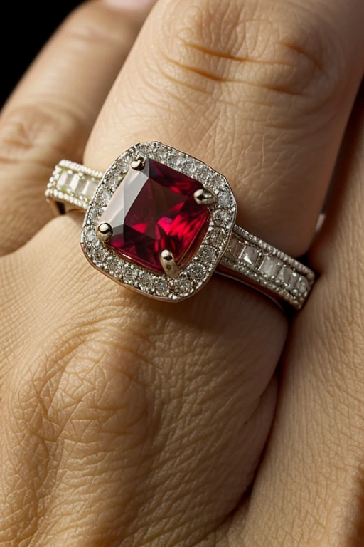 a seal ring, d or, a big diamond, emeralds, rubies.