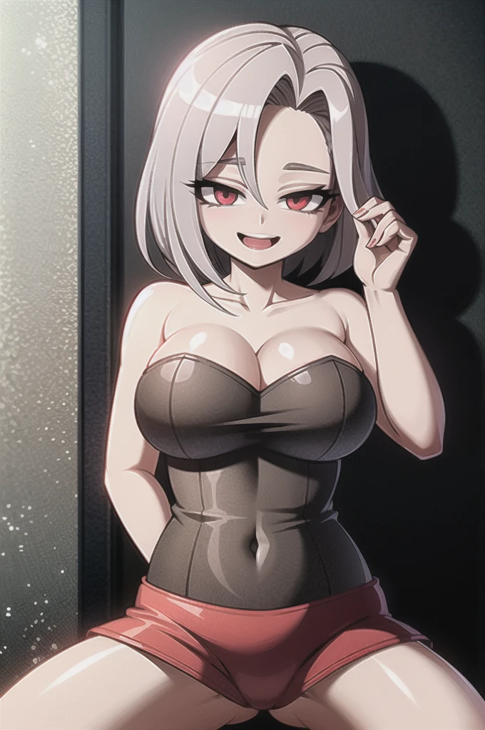 Ultra details , details, mas details , super details,Chico , s , fuete , gray fur , attractive, cool , happy , pinkish white skin, busty