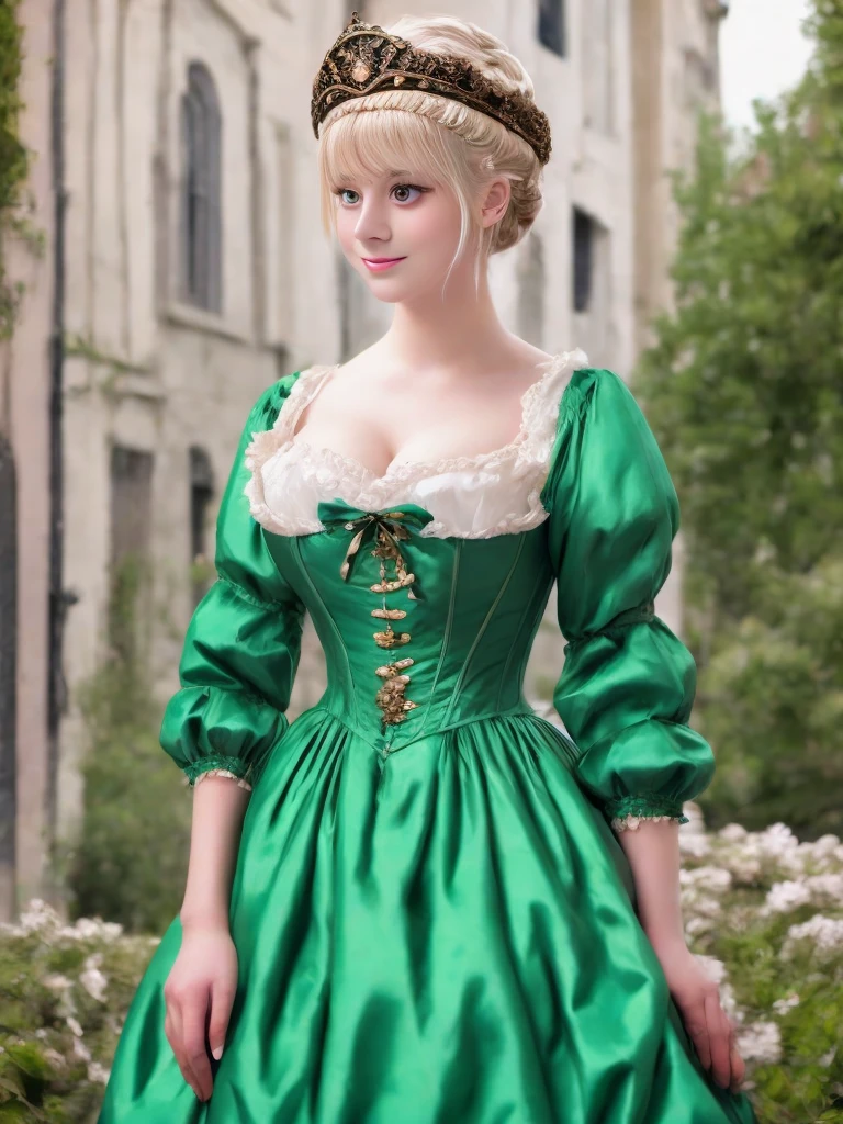 arafed woman in a green dress with a feathered headpiece, 1 7 th century duchess, dress in the style of rococo, inspired by Mary Beale, wearing a noblewoman's outfit, historical baroque dress, aristocratic clothing, georgian dress amazing fabric, rococo queen, in historic clothing, rococo dress, 1 8 th century style