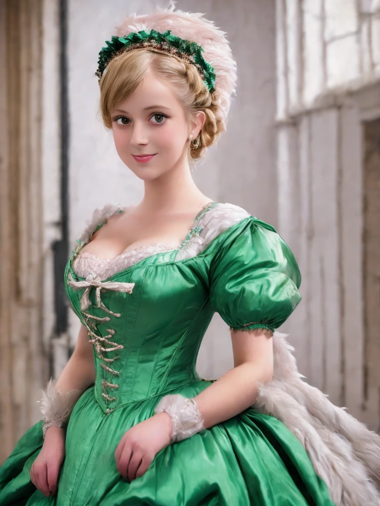 arafed woman in a green dress with a feathered headpiece, a portrait inspired by Mary Beale, flickr, rococo, 1 7 th century duchess, dress in the style of rococo, wearing a noblewoman's outfit, historical baroque dress, aristocratic clothing, georgian dress amazing fabric, rococo queen, in historic clothing, rococo dress