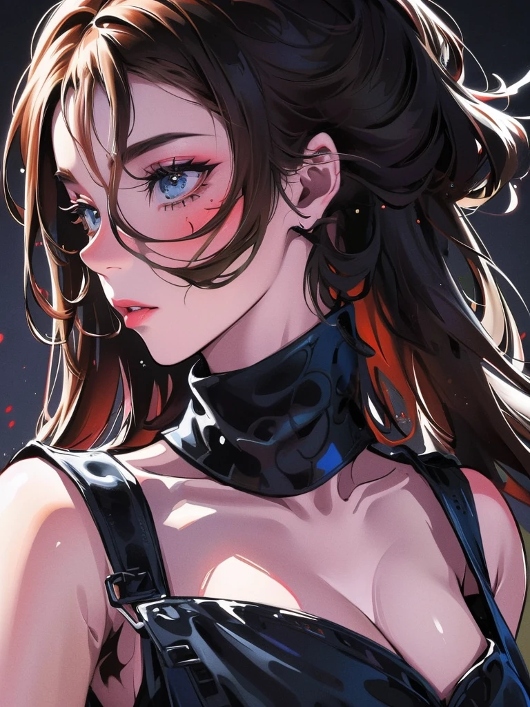 Black silhouette of a woman:singer:Dynamic pose:profile,Ink splash,Bold colors,Dynamically,colorful,An abstract painting that looks like a person if you look closely,Artwork,Mysterious,design
