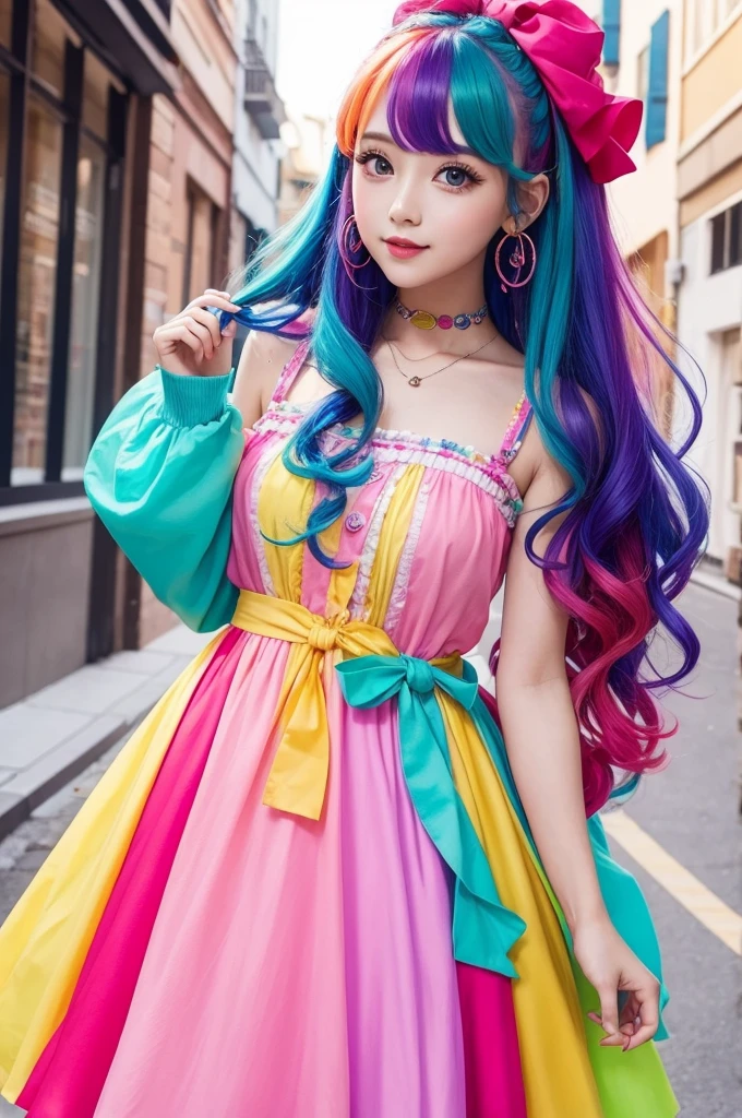 For the playfully 2 colorful hair colorful dress look bright and beautiful 