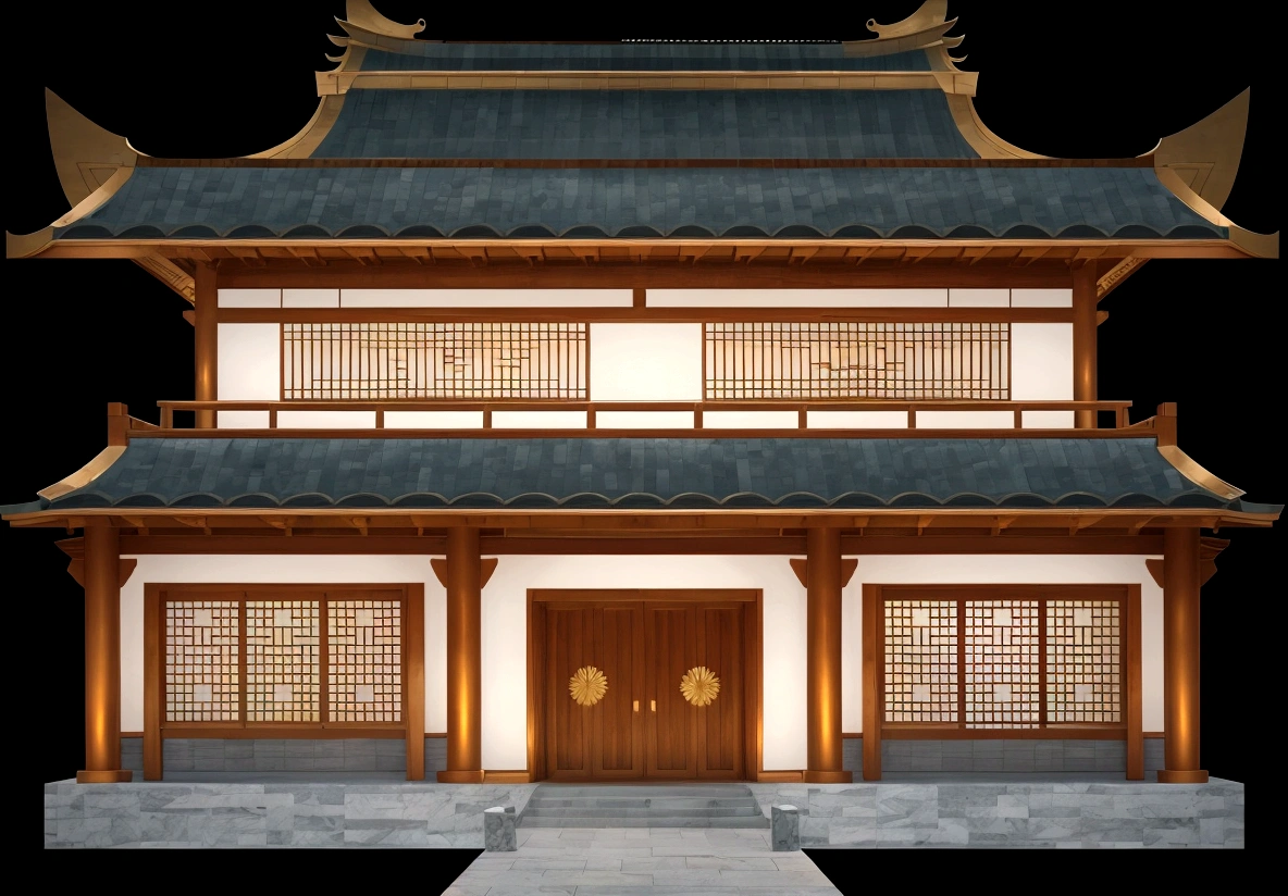 illustration of a traditional chinese building with lanterns and a bird, temple background, zen temple background, background depicting a temple, digital painting of a pagoda, japanese temple, japanese house, korean traditional palace, background art, palace background, chinese building, artwork in the style of z.w. gu, cyberpunk japanese temple, inspired by Shūbun Tenshō