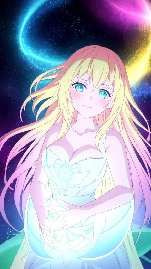 beautiful girl, puffy tiered ballgown, vibrant pastel colors,20s,madure female,smile,angry,closed mouth,white dress,cleavage,sleeveless,((glowing blonde long hair)), magical lights, sparkling magical liquid, inspired by Glen Keane, inspired by Lois van Baarle, disney art style, by Lois van Baarle, glowing aura around her, by Glen Keane, jen bartel, glowing lights! digital painting, flowing glowing hair, glowing flowing hair, beautiful digital illustration, fantasia background, whimsical, magical, fantasy, ((beautiful face)), ((masterpiece, best quality)), intricate details, highly detailed, sharp focus, 8k resolution, sparkling detailed eyes, liquid watercolor,extra arms,four arms