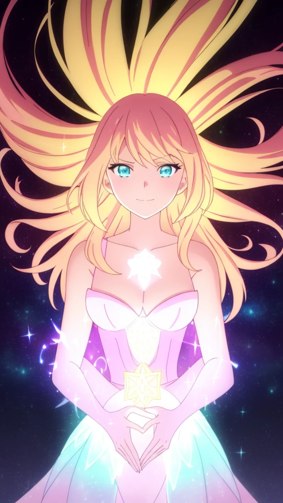 beautiful girl, puffy tiered ballgown, vibrant pastel colors,20s,madure female,smile,angry,closed mouth,white dress,cleavage,sleeveless,((glowing blonde long hair)), magical lights, sparkling magical liquid, inspired by Glen Keane, inspired by Lois van Baarle, disney art style, by Lois van Baarle, glowing aura around her, by Glen Keane, jen bartel, glowing lights! digital painting, flowing glowing hair, glowing flowing hair, beautiful digital illustration, fantasia background, whimsical, magical, fantasy, ((beautiful face)), ((masterpiece, best quality)), intricate details, highly detailed, sharp focus, 8k resolution, sparkling detailed eyes, liquid watercolor,extra arms,four arms