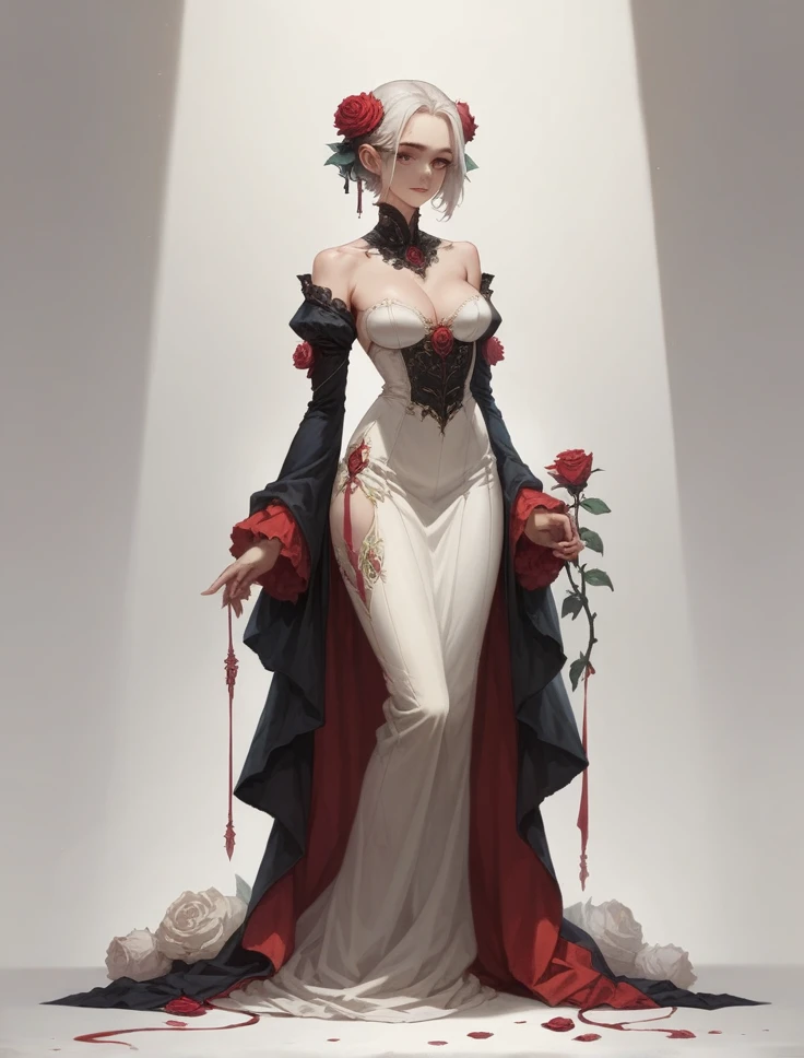 Rose girl , full body, on a white background