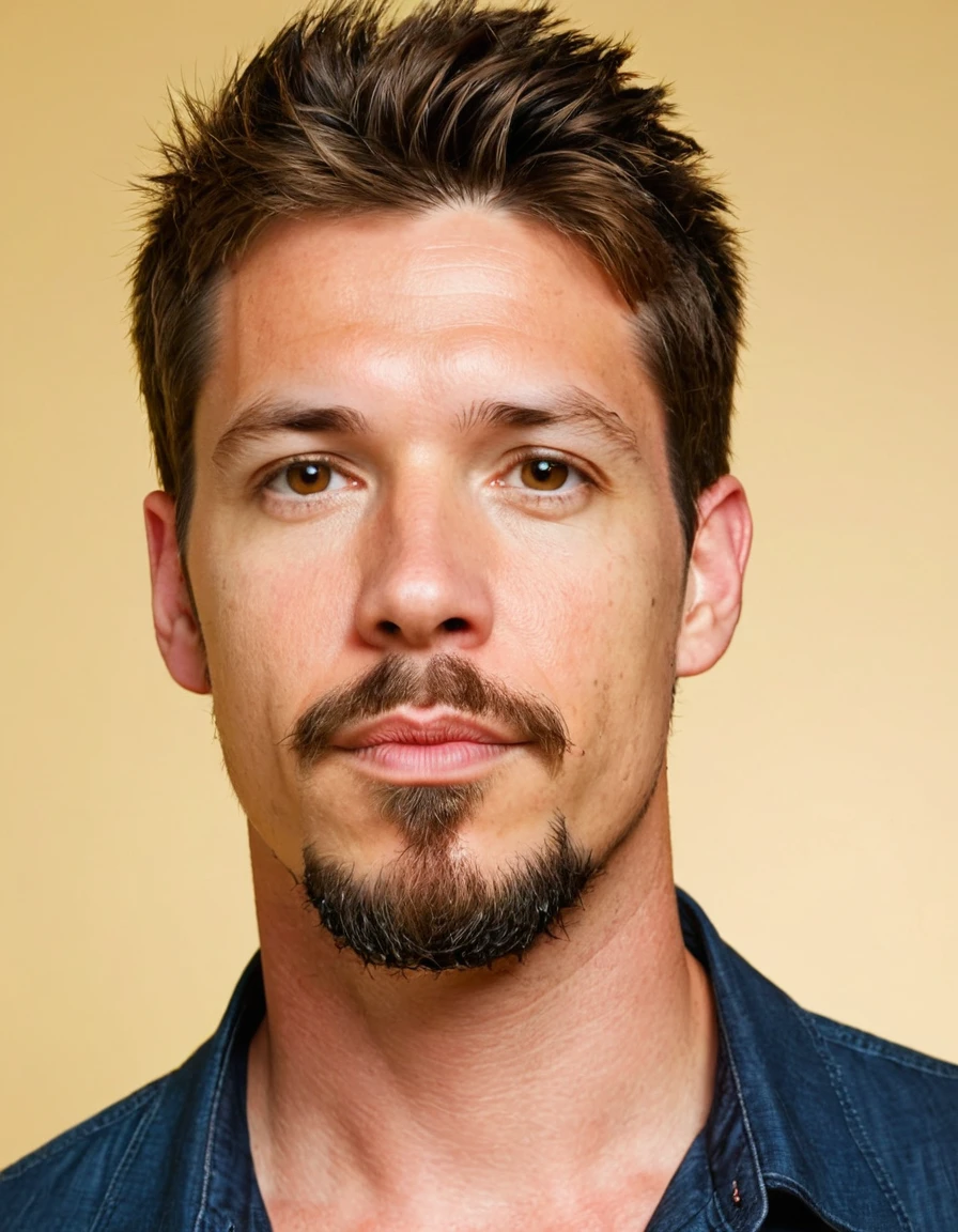 Play a 30 year old young adult with brown hair alcoholic goatee