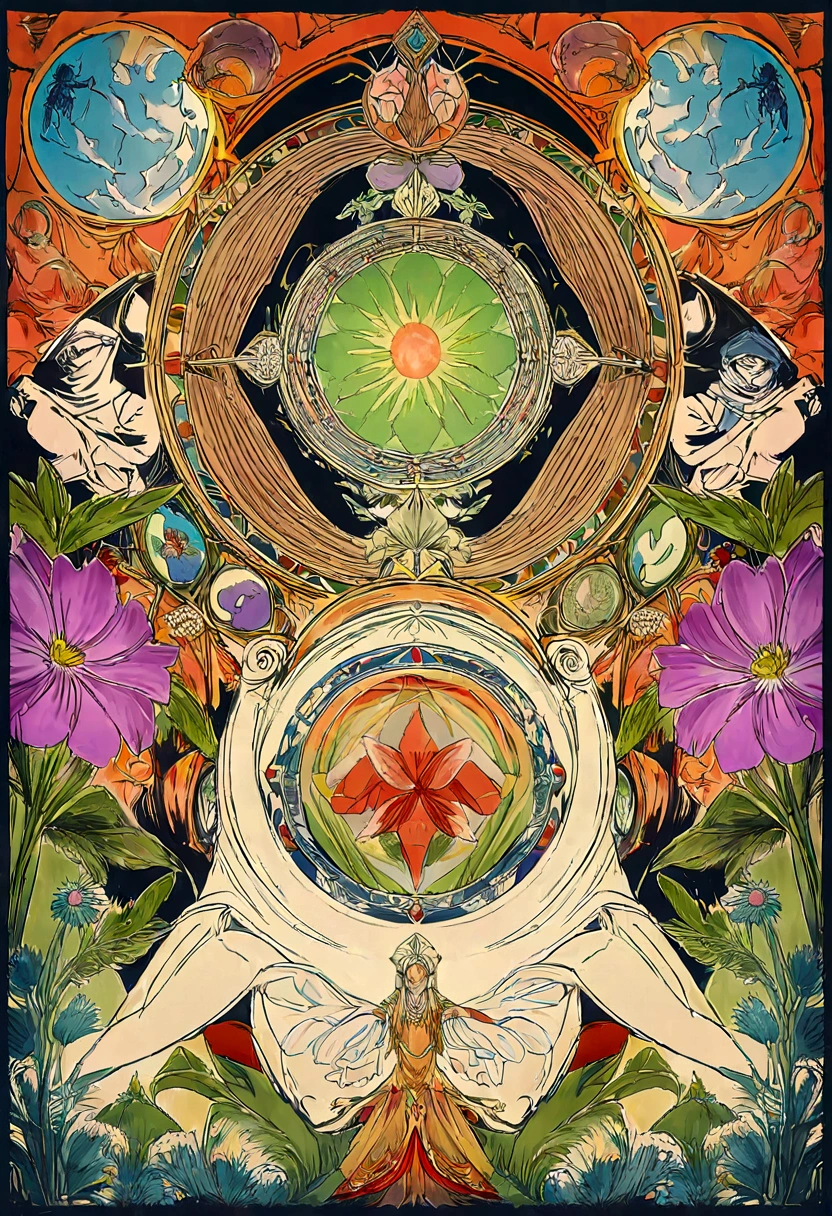 Détails HD, gros plan d' femme africaine, dans une tenue traditionnelle, planètes en arrière-plan, horreur cosmique psychédélique, illustration psychédélique, Cosmos, croissance des plantes, univers psychotique, arrière plan espace art graphique, illustration cosmique, Cosmos, affiche cosmique de LSD, il n'y a pas d'espace derrière, scène spatiale, espace surréaliste, style cosmique