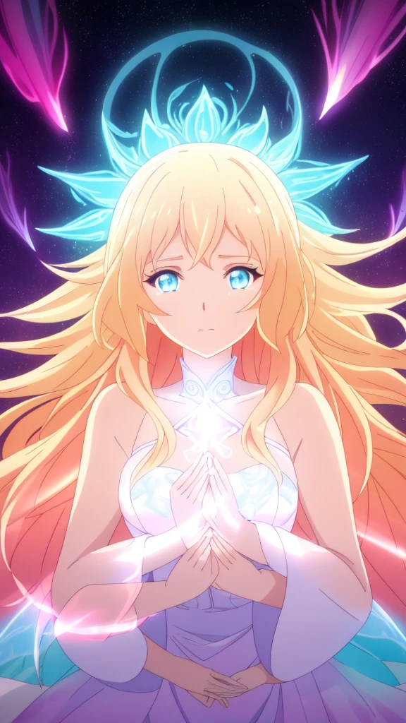 beautiful girl, puffy tiered ballgown, vibrant pastel colors,20s,madure female,angry,closed mouth,white dress,cleavage,sleeveless,((glowing blonde long hair)), magical lights, sparkling magical liquid, inspired by Glen Keane, inspired by Lois van Baarle, disney art style, by Lois van Baarle, glowing aura around her, by Glen Keane, jen bartel, glowing lights! digital painting, flowing glowing hair, glowing flowing hair, beautiful digital illustration, fantasia background, whimsical, magical, fantasy, ((beautiful face)), ((masterpiece, best quality)), intricate details, highly detailed, sharp focus, 8k resolution, sparkling detailed eyes, liquid watercolor,(extra arms,four arms)