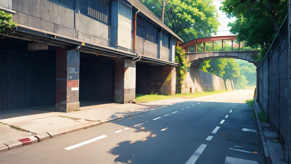 Empty Side view anime bridge road for cars