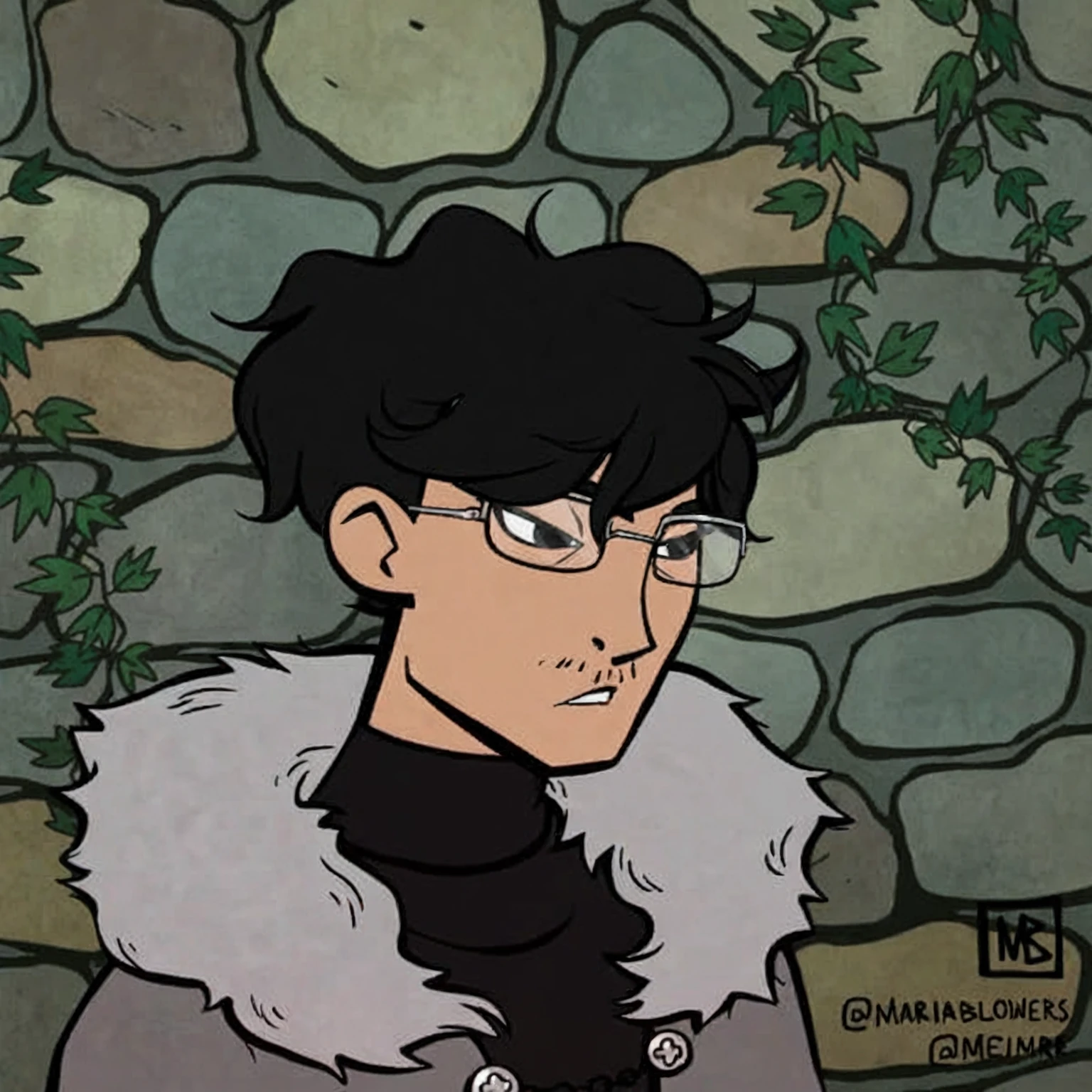 charachter de anime com óculos e gola de pele em frente a uma taverna, retrato de charachter meu, inspired by Okumura Masanobu, um retrato de charachter, inspired in kris from deltarrune, detailecharachter portrait, portrait of a dncharachter, as a d & charachter, retrato de conceito de charachter meu, handsome guy in demon slayer art