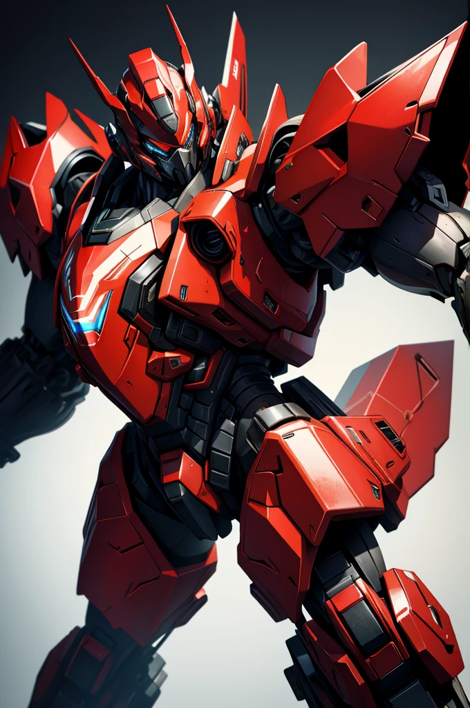black and red mech, dynamic perspective,extremly detaled, dynamic pose,