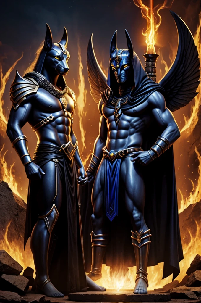 Anubis combining with the god hades