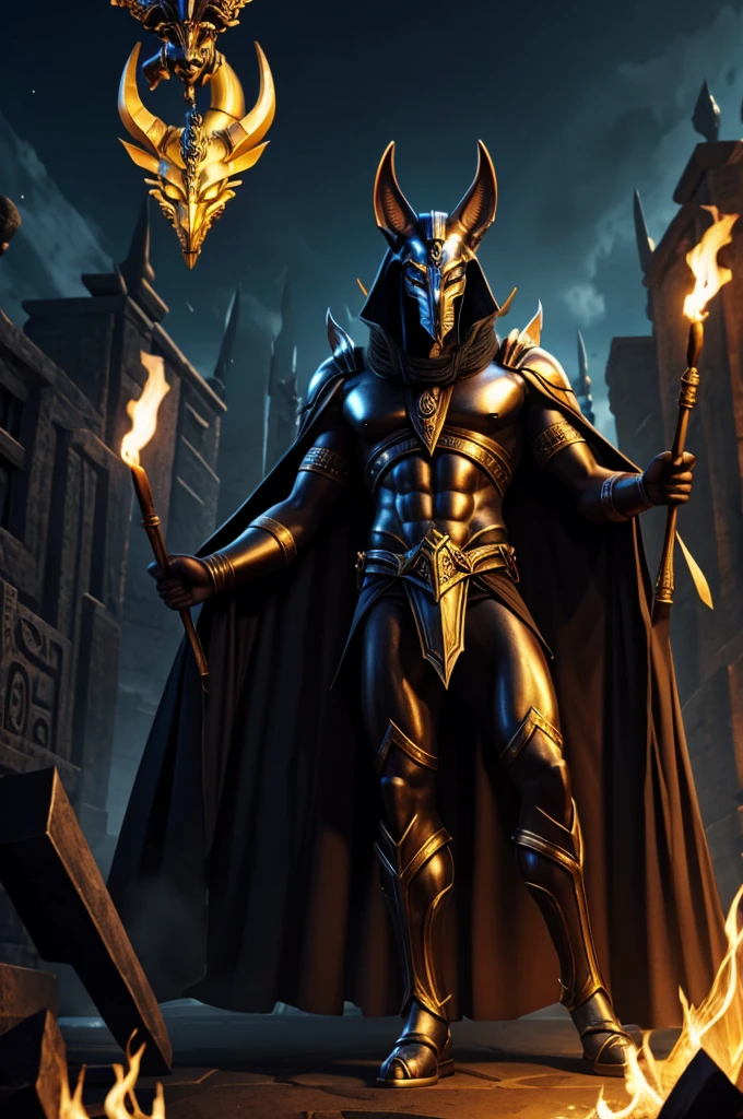 Anubis combining with the god hades