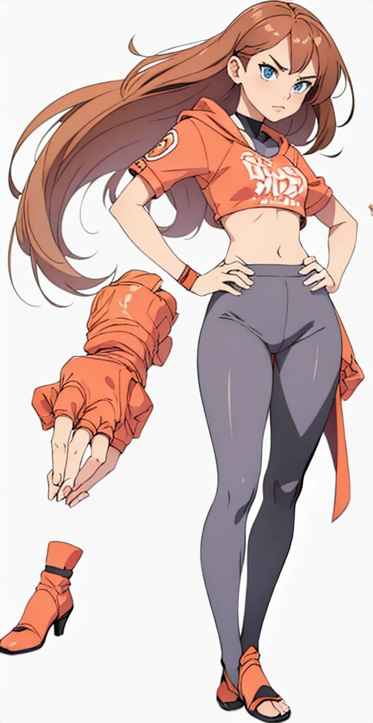 hands balled into fists, hands on hips