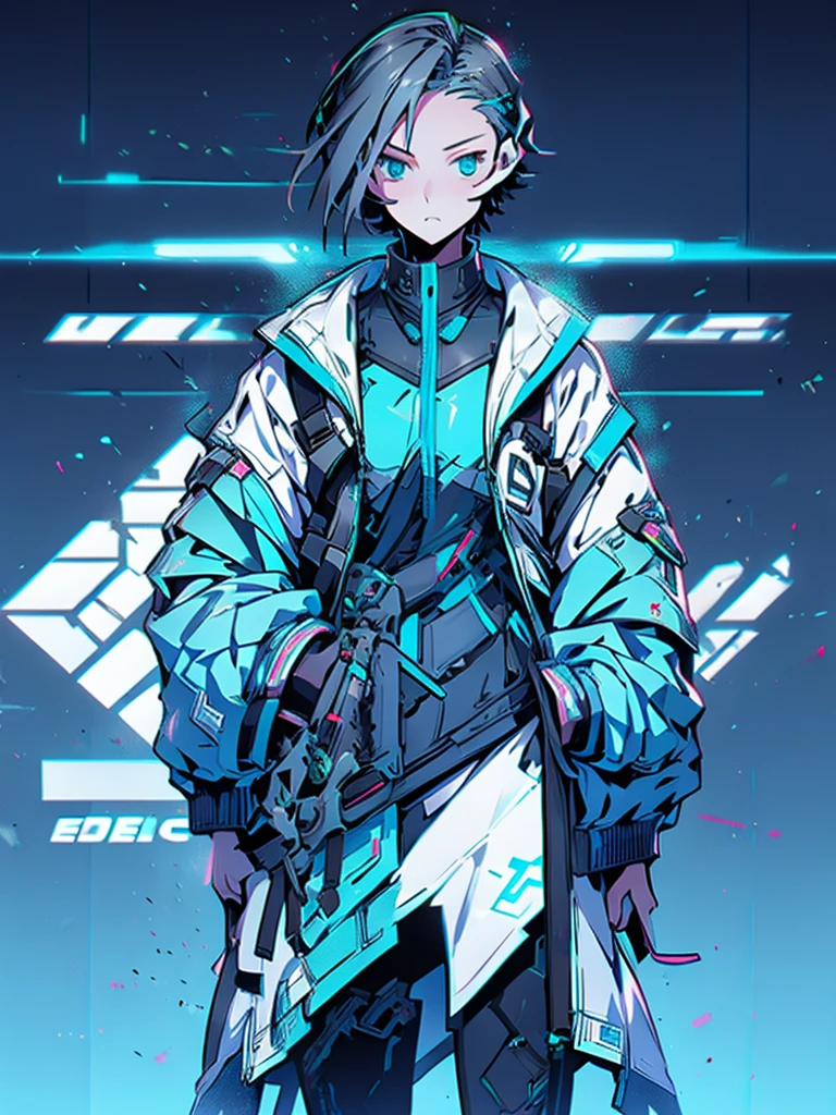 (masutepiece:1.2, Best Quality),  [1 girl in, expressioness, Turquoise eyes, Slate-gray hair, half short cut hair,White Jacket,jacket comes off, ,Upper body] minimal artwork 