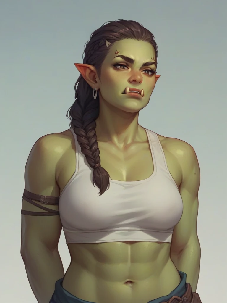 Half-Orc with braided hair