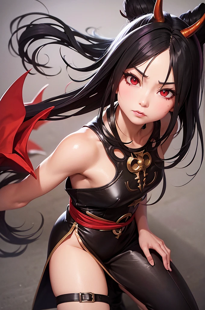 Diablo de tensei shitara slime datta ken, serious expression, the hair is black, the eyes are robotic, detailed fantasy art, fighting stance, 2D,#quality(8k,extremely detailed CG unit wallpaper, masterpiece,High resolution,top-quality,top-quality real texture skin,hyperrealistic,increase resolution,RAW Photos,la mejor quality,Very detailed,The wallpaper), BREAK,Alone,evil smile,the eyes are red,red eyes shining,large eyes,dynamic pose:1.4), dark night background