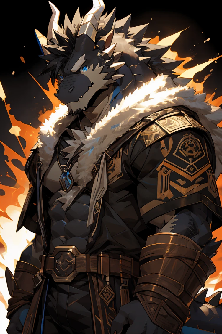 (by sollyz),dragon,white and black body,detail face, detail eyes, detail,male,(naked),pants,furry, short hair,(mercenary)
,blue eyes,black body,black hair,handsome,simple background,
strong,epic,