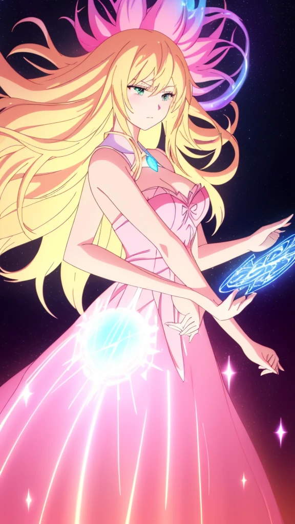 beautiful girl, puffy tiered ballgown, vibrant pastel colors,(20years old,madure female),(angry),closed mouth,white dress,cleavage,sleeveless,((glowing blonde long hair)), magical lights, sparkling magical liquid, inspired by Glen Keane, inspired by Lois van Baarle, disney art style, by Lois van Baarle, glowing aura around her, by Glen Keane, jen bartel, glowing lights! digital painting, flowing glowing hair, glowing flowing hair, beautiful digital illustration, fantasia background, whimsical, magical, fantasy, ((masterpiece, best quality)), intricate details, highly detailed, sharp focus, 8k resolution, sparkling detailed eyes, liquid watercolor,(extra arms)