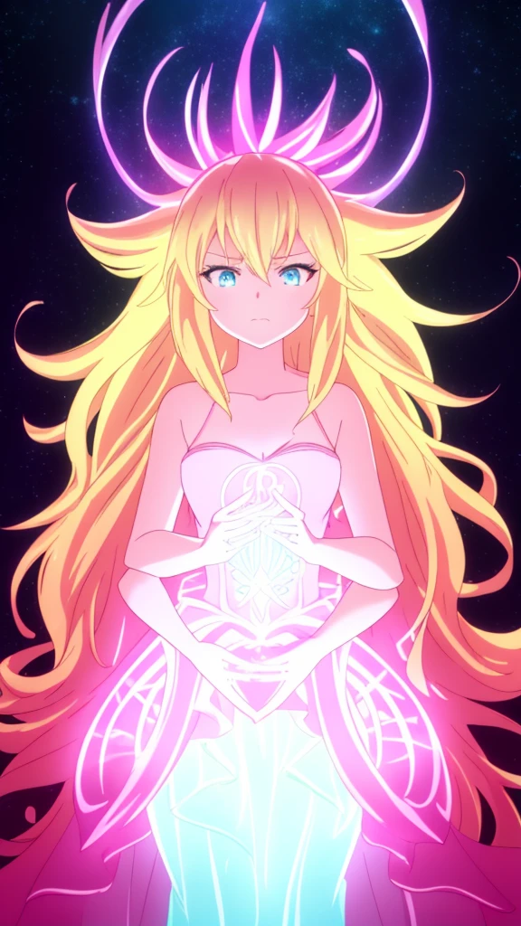 beautiful girl, puffy tiered ballgown, vibrant pastel colors,(20years old,madure female),(angry),closed mouth,white dress,cleavage,sleeveless,((glowing blonde long hair)), magical lights, sparkling magical liquid, inspired by Glen Keane, inspired by Lois van Baarle, disney art style, by Lois van Baarle, glowing aura around her, by Glen Keane, jen bartel, glowing lights! digital painting, flowing glowing hair, glowing flowing hair, beautiful digital illustration, fantasia background, whimsical, magical, fantasy, ((masterpiece, best quality)), intricate details, highly detailed, sharp focus, 8k resolution, sparkling detailed eyes, liquid watercolor,(extra arms)
