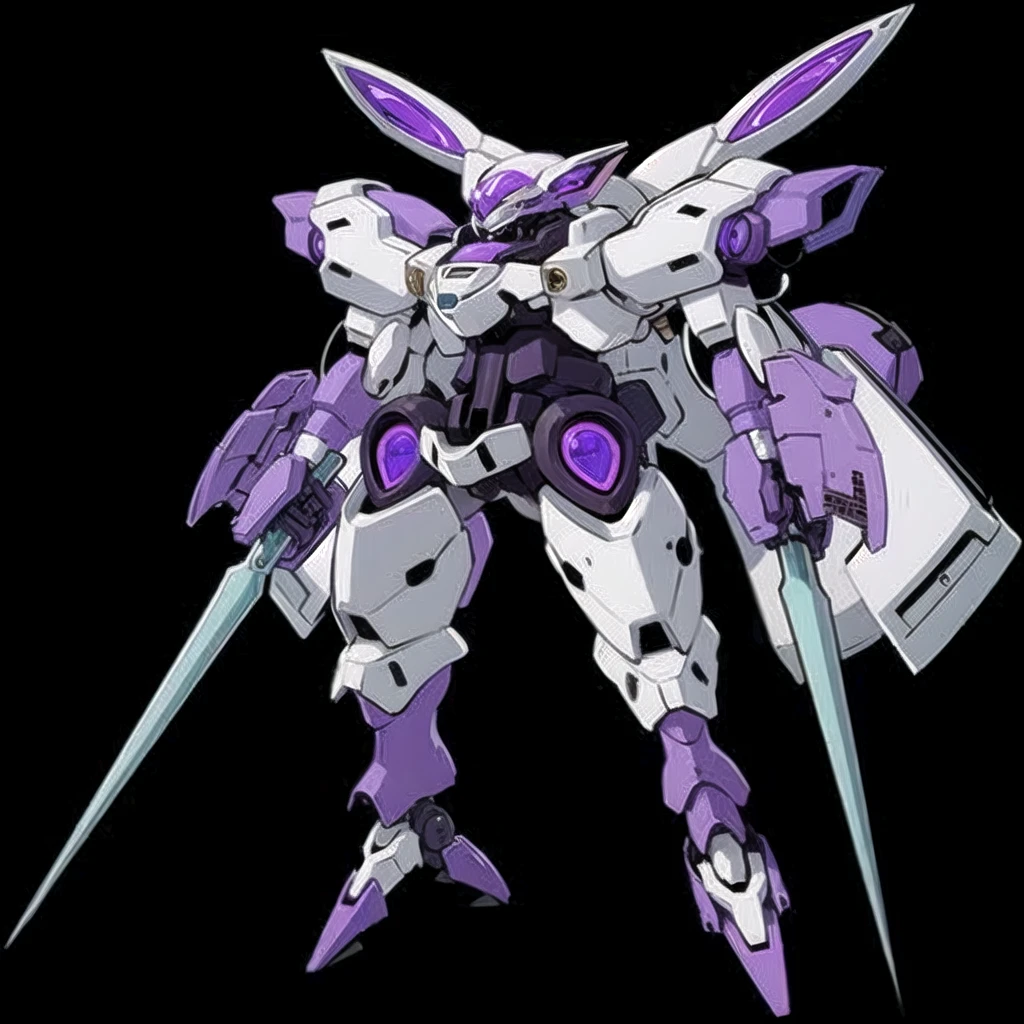 Mecha, combat support, 2 wings, 1 sword and a round shield, yellow color, round head with visor