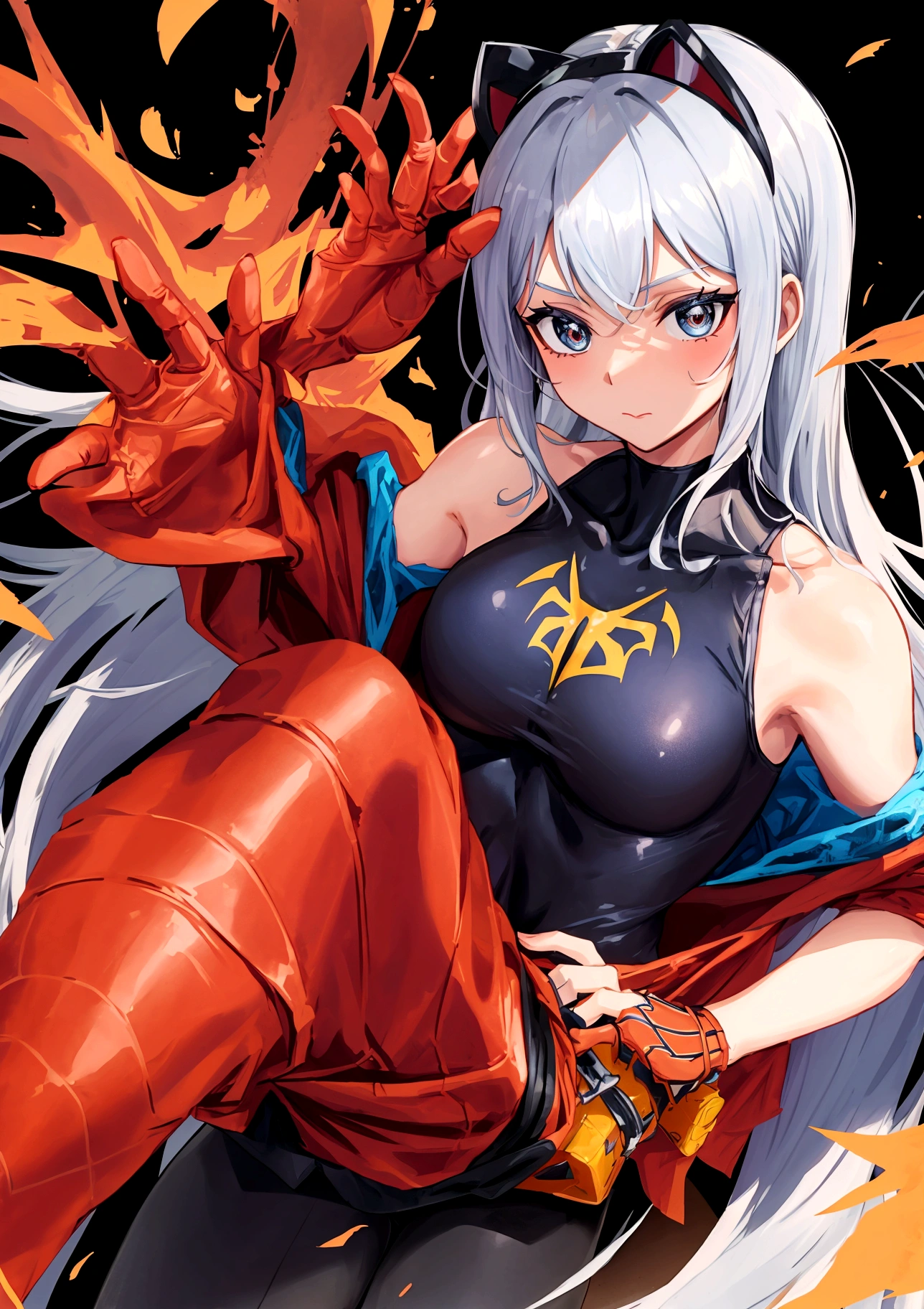 (Crotch erection)、full entire body、An eye is a heart、(Futanari)、Sadistic look、(Puffy nipple)、skin-tight