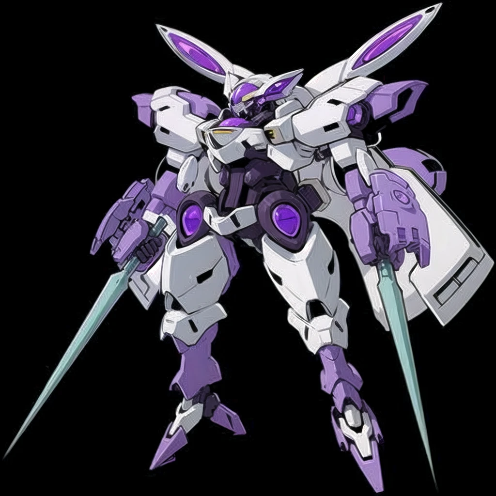 Mecha, combat support, 2 wings, 1 sword and a round shield, yellow color, round head with visor
