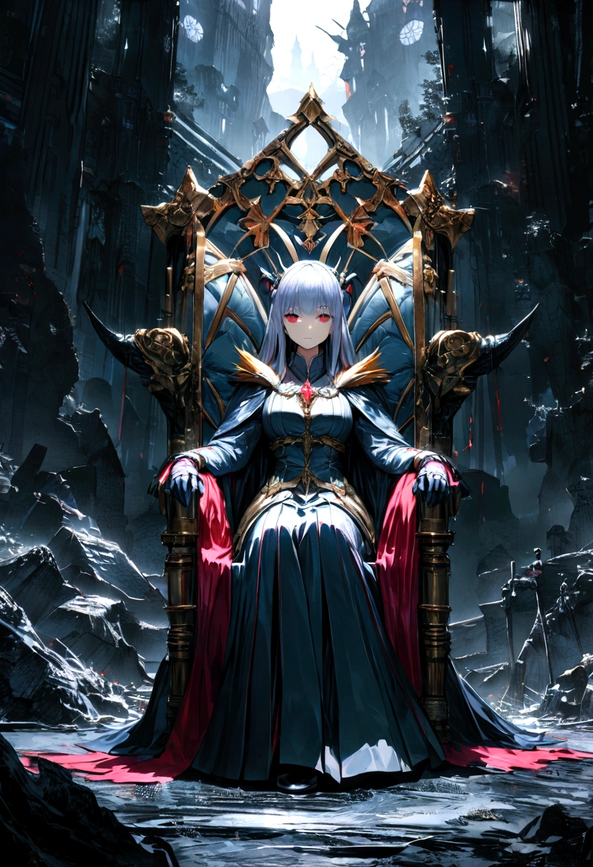 （An old witch sits in a Kadilau chair in the background，She was holding a Soniste crow），（dark castle background，unholy，terroral），（wide angles，Ultra HD detailasterpiece, hyper HD, Super detail, High details, Best quality, A high resolution, Award-Awarded, 8K），（light）