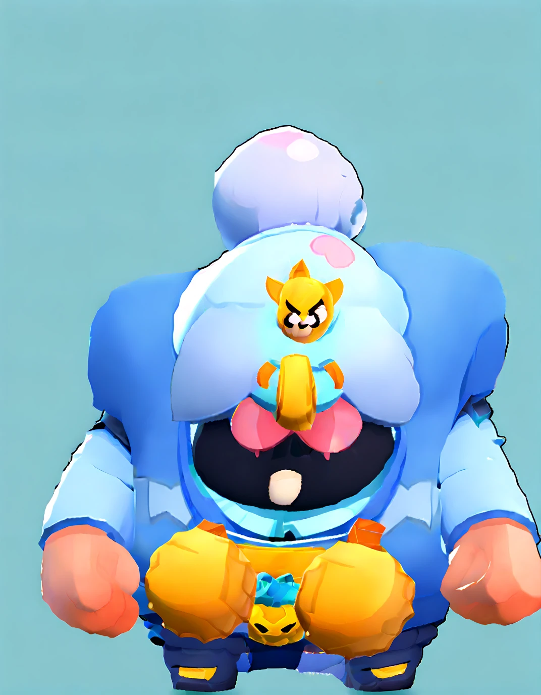an obese businessman, in a blue suit, blue cyberpunk hairstyle and mustache, in gold armor encrusted with diamonds