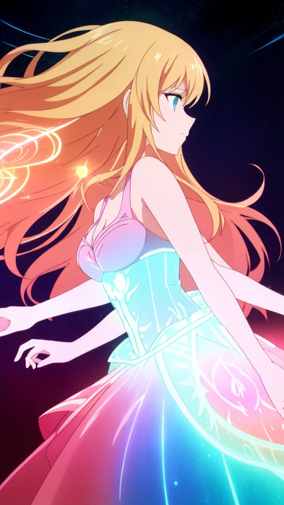 beautiful girl, puffy tiered ballgown, vibrant pastel colors,(20years old,madure female),(angry),closed mouth,white dress,cleavage,sleeveless,((glowing blonde long hair)), magical lights, sparkling magical liquid, inspired by Glen Keane, inspired by Lois van Baarle, disney art style, by Lois van Baarle, glowing aura around her, by Glen Keane, jen bartel, glowing lights! digital painting, flowing glowing hair, glowing flowing hair, beautiful digital illustration, fantasia background, whimsical, magical, fantasy, ((masterpiece, best quality)), intricate details, highly detailed, sharp focus, 8k resolution, sparkling detailed eyes, liquid watercolor,red theme,red moon,forest,night,profile,(extra arms),upper body