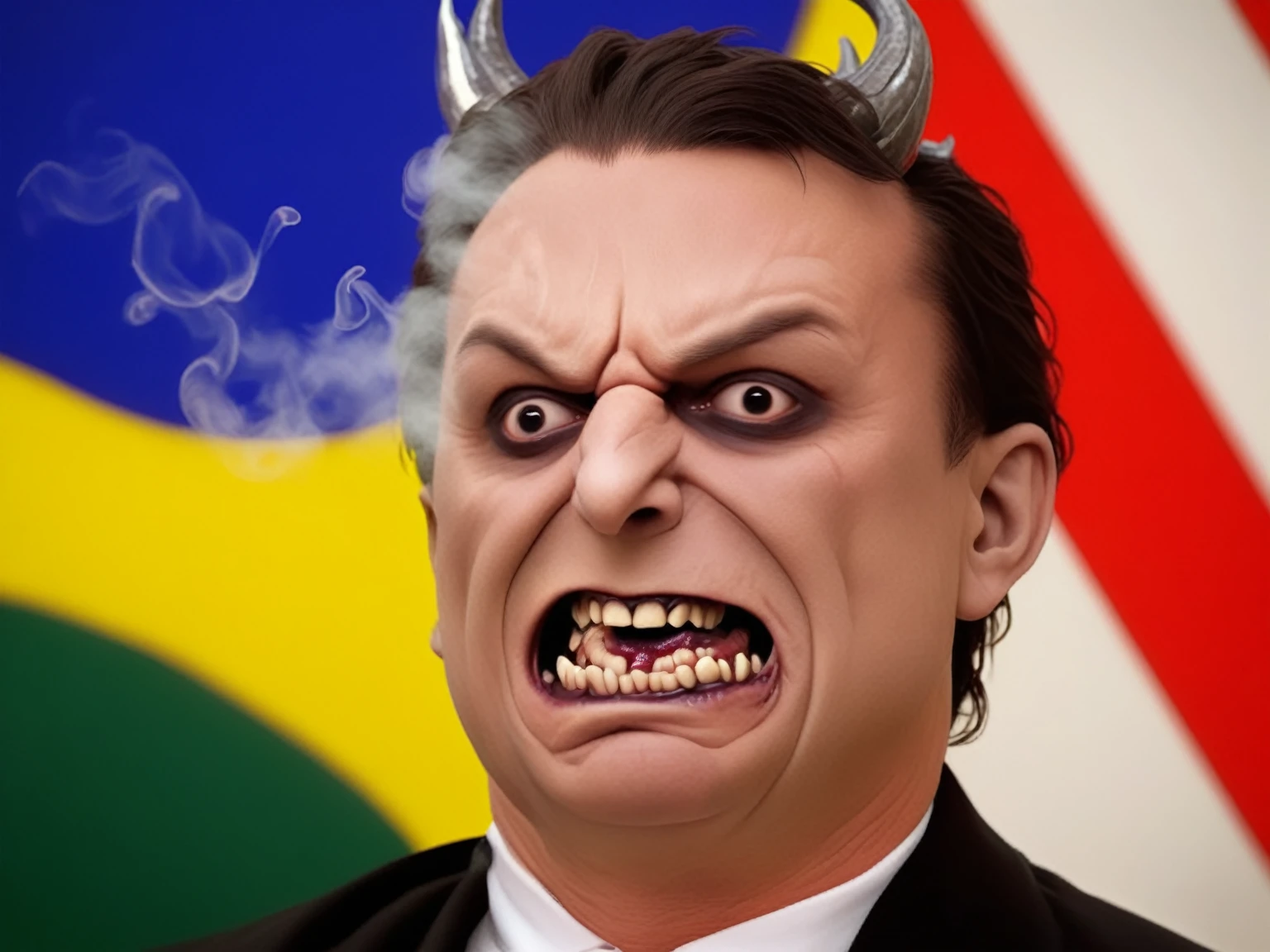 Horror-themed cinematic film still,a horrifying red-skinned male demon king,  (detailed monstrous evil face:1.4), screaming,  (detailed scaly skin texture:1.2), long curved horns, (in hell, swirling tormented souls, billowing smoke:1.5),   ignette, highly detailed, high budget, bokeh, cinemascope, moody, epic, gorgeous, film grain, grainy . Eerie, unsettling, dark, spooky, suspenseful, grim, highly detailed