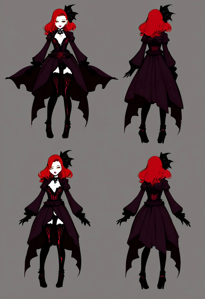 a beautiful girl with a seductive gaze, mischievous smile, gothic style, vibrant colors, red hair,beautiful detailed lips,longeyelashes,dramatic lighting,dark moody atmosphere,concept art.,full body,.sex roupas