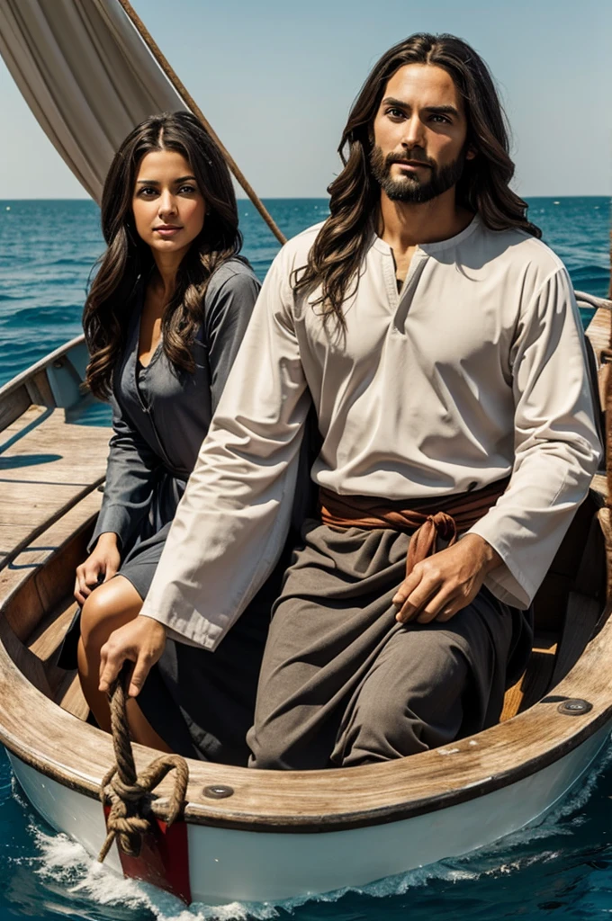 Jesus on a boat with a girl