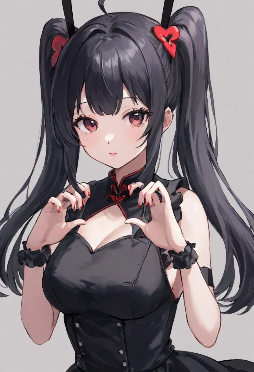 anime girl in bunny outfit making heart with hands, made with anime painter studio, hinata hyuga, oppai cyberpunk, gapmoe yandere, anime moe artstyle, tifa lockheart, from the azur lane videogame, anime girl wearing a black dress, painted in anime painter studio, junko enoshima, 