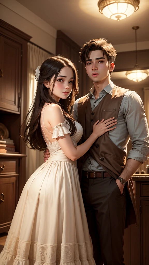 One beautiful girl and beautiful Boy are stand in living Room and shackhand each other and face expression is happy
